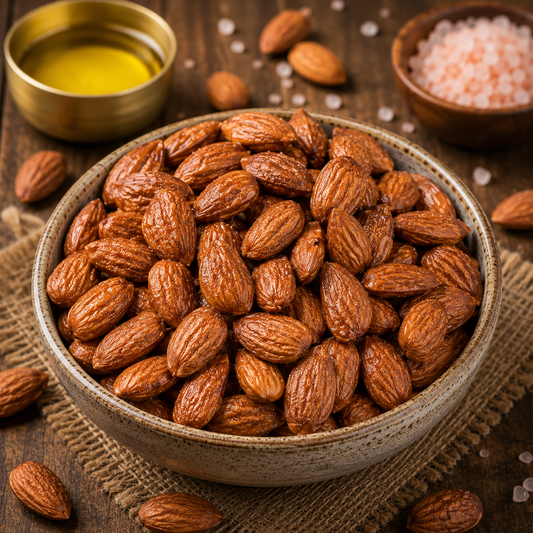 Poshanix Elite California Almonds | Lightly Roasted in Ghee & Roack Salt | High Protein Healthy Snack