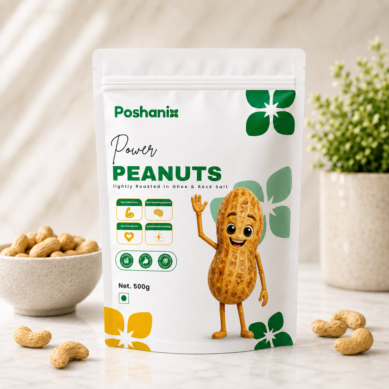Poshanix Power Peanuts | Lightly Roasted in Ghee & Rock Salt