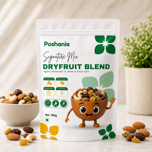 Poshanix Signature Mix | Dry Fruit Blend Roasted in Ghee & Rock Salt
