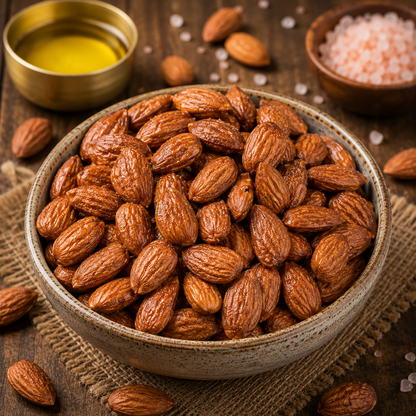 Poshanix Elite California Almonds | Lightly Roasted in Ghee & Roack Salt | High Protein Healthy Snack